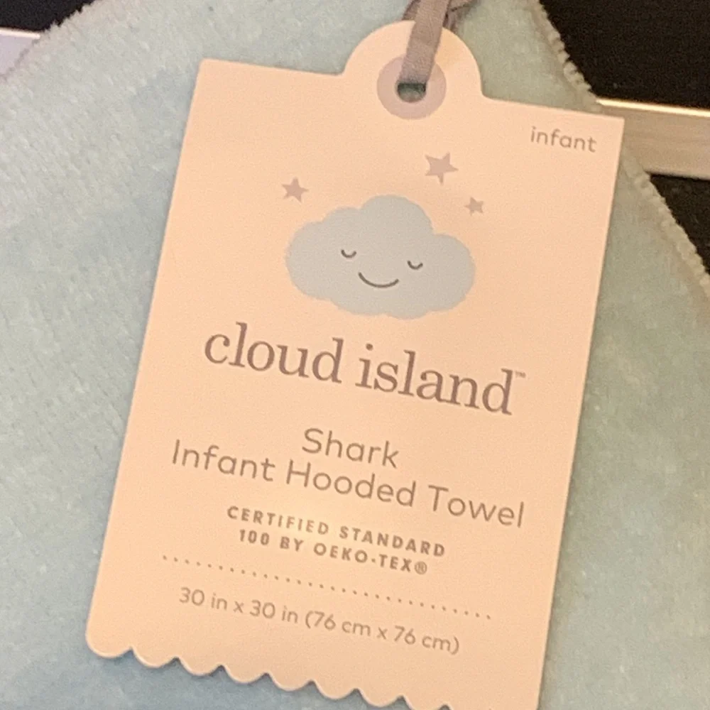Cloud Island Blue Shark Hooded Bath Towel
